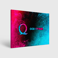 Холст прямоугольный God of War - neon gradient: надпись и символ, цвет: 3D-принт