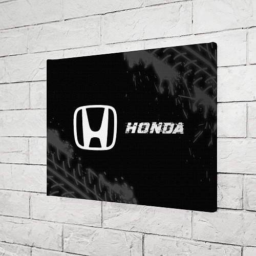 Картина прямоугольная Honda speed на темном фоне со следами шин: надпись / 3D-принт – фото 3