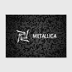 Холст прямоугольный Metallica glitch на темном фоне: надпись и символ, цвет: 3D-принт — фото 2