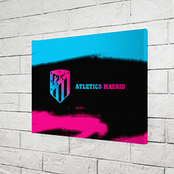Холст прямоугольный Atletico Madrid - neon gradient: надпись и символ, цвет: 3D-принт — фото 2