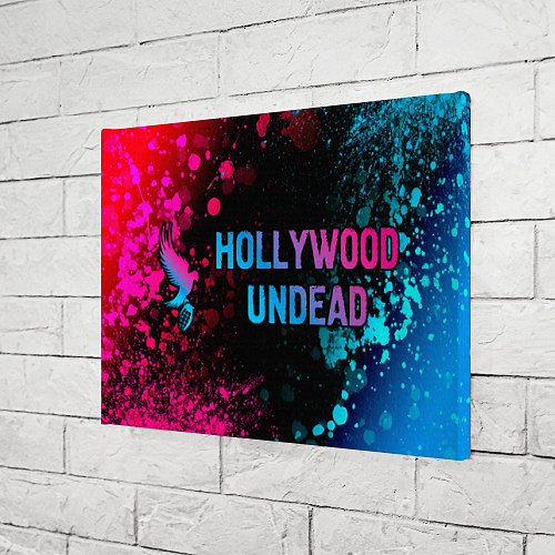 Картина прямоугольная Hollywood Undead - neon gradient: надпись и символ / 3D-принт – фото 3