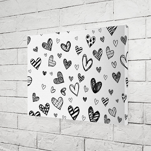 Картина прямоугольная Сердца нарисованные карандашом / 3D-принт – фото 3