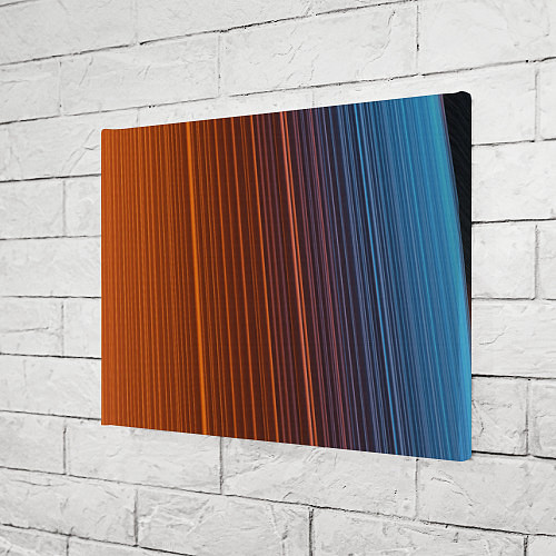 Картина прямоугольная Абстрактные оранжевые и голубые линии во тьме / 3D-принт – фото 3