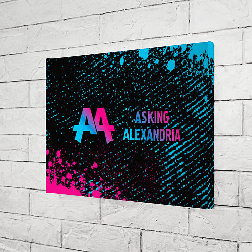 Картина прямоугольная Asking Alexandria - neon gradient: надпись и симво / 3D-принт – фото 3