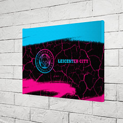 Холст прямоугольный Leicester City - neon gradient: надпись и символ, цвет: 3D-принт — фото 2