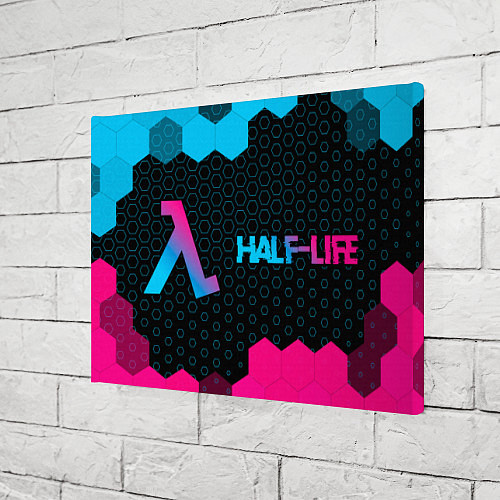 Картина прямоугольная Half-Life - neon gradient: надпись и символ / 3D-принт – фото 3