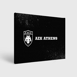 Холст прямоугольный AEK Athens sport на темном фоне: надпись и символ, цвет: 3D-принт