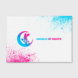 Холст прямоугольный Angels of Death neon gradient style: надпись и сим, цвет: 3D-принт — фото 2