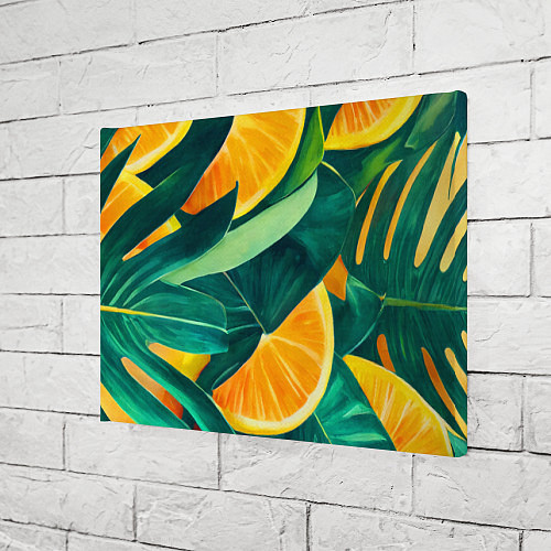 Картина прямоугольная Листья монстеры и дольки апельсинов / 3D-принт – фото 3