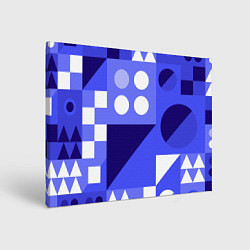 Холст прямоугольный Геометрические синие, фиолетовые и белые фигуры, цвет: 3D-принт