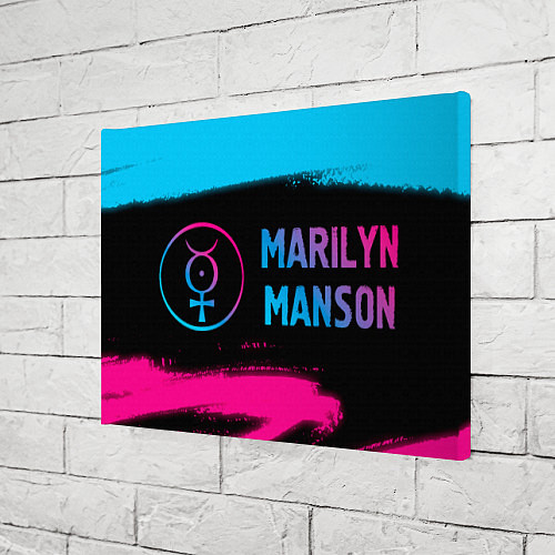 Картина прямоугольная Marilyn Manson - neon gradient: надпись и символ / 3D-принт – фото 3