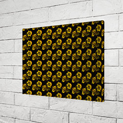 Холст прямоугольный Хохломская роспись цветы на чёрном фоне, цвет: 3D-принт — фото 2