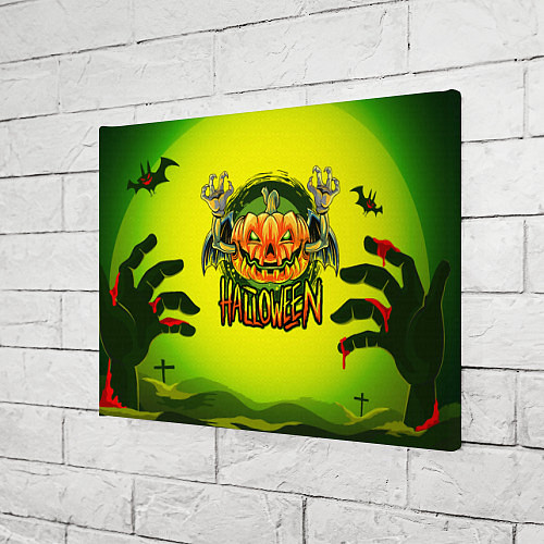 Картина прямоугольная Тыква - зомби хэллоуин / 3D-принт – фото 3