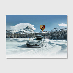 Холст прямоугольный Porsche on a mountain winter road, цвет: 3D-принт — фото 2