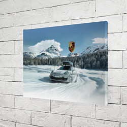 Холст прямоугольный Porsche on a mountain winter road, цвет: 3D-принт — фото 2