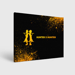 Холст прямоугольный Hunter x Hunter - gold gradient: надпись и символ, цвет: 3D-принт