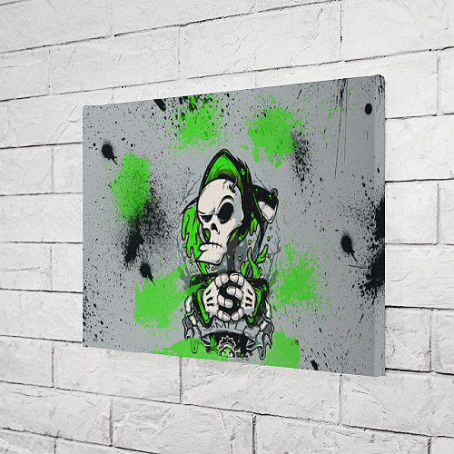 Картина прямоугольная Slipknot скелет green / 3D-принт – фото 3