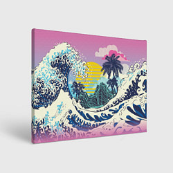 Холст прямоугольный Штормовые океанские волны и пальмы, цвет: 3D-принт