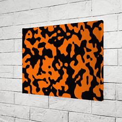 Холст прямоугольный Чёрные абстрактные пятна на оранжевом фоне, цвет: 3D-принт — фото 2