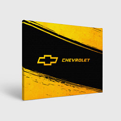 Холст прямоугольный Chevrolet - gold gradient: надпись и символ, цвет: 3D-принт