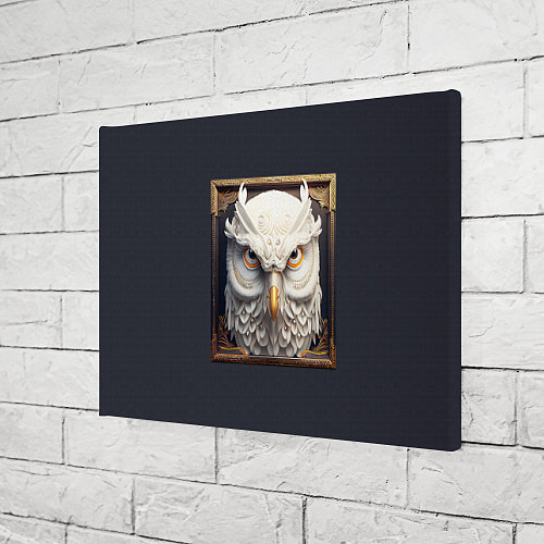 Картина прямоугольная Белая сова - барельеф в раме / 3D-принт – фото 3