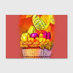 Холст прямоугольный Спелые фрукты и овощи в плетеной корзине, цвет: 3D-принт — фото 2
