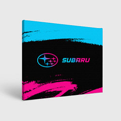 Холст прямоугольный Subaru - neon gradient: надпись и символ, цвет: 3D-принт