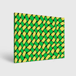Холст прямоугольный Жёлто-зелёная плетёнка - оптическая иллюзия, цвет: 3D-принт