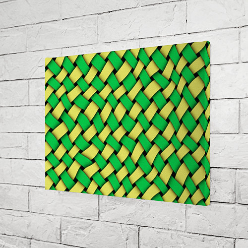 Картина прямоугольная Жёлто-зелёная плетёнка - оптическая иллюзия / 3D-принт – фото 3
