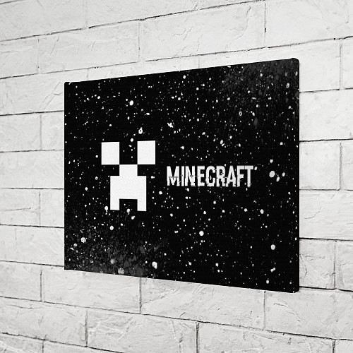 Картина прямоугольная Minecraft glitch на темном фоне: надпись и символ / 3D-принт – фото 3