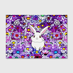 Холст прямоугольный Веселый кролик в цветах, цвет: 3D-принт — фото 2