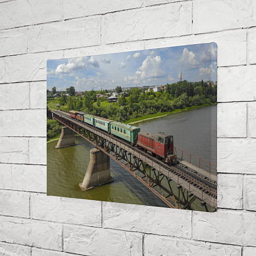Картина прямоугольная Узкоколейный поезд едет по мосту - Кирово-Чепецк / 3D-принт – фото 3