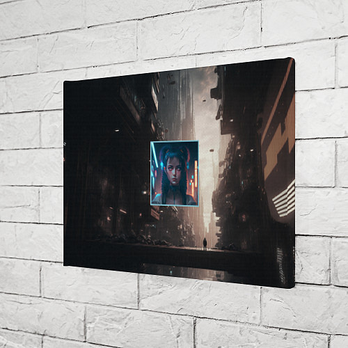Картина прямоугольная Девушка во мраке киберпанк города / 3D-принт – фото 3