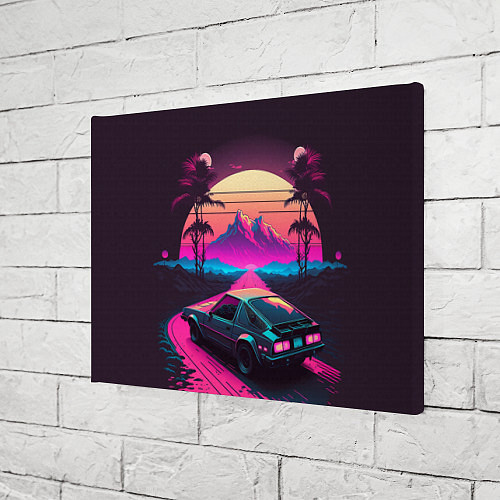 Картина прямоугольная Synthwave car and mountains / 3D-принт – фото 3