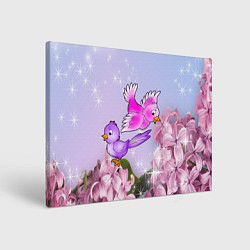 Холст прямоугольный Две пташки на цветочном фоне, цвет: 3D-принт