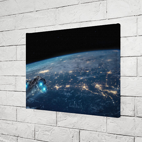 Картина прямоугольная Планета, космос и огни / 3D-принт – фото 3