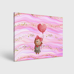 Холст прямоугольный Мишка с шариком Love, цвет: 3D-принт
