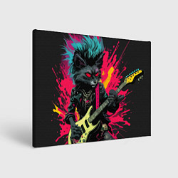 Холст прямоугольный Rocker Cat on a dark background - C-Cats collectio, цвет: 3D-принт