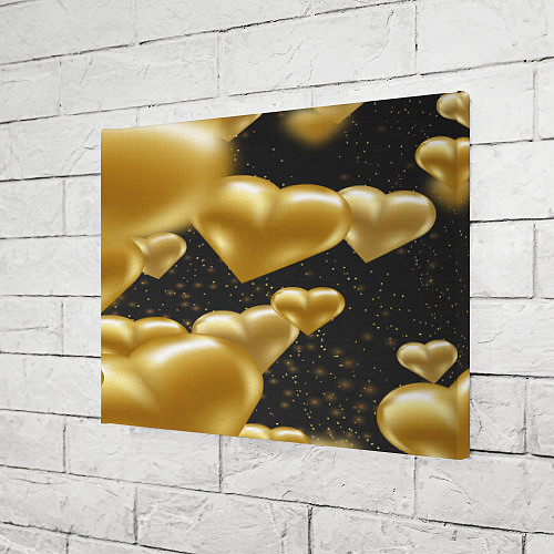 Картина прямоугольная Золотые сердца на день святого валентина фон / 3D-принт – фото 3