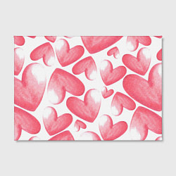 Холст прямоугольный Розовые акварельные сердца - паттерн, цвет: 3D-принт — фото 2