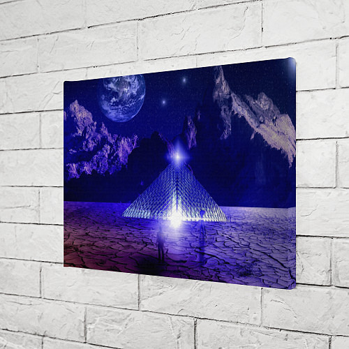 Картина прямоугольная Синяя магическая пирамида, горы и космос / 3D-принт – фото 3
