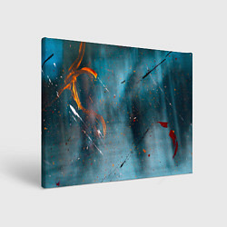 Холст прямоугольный Абстрактный синий туман, силуэты и краски, цвет: 3D-принт