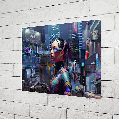 Картина прямоугольная Cyberpunk - brave girl - neural network / 3D-принт – фото 3