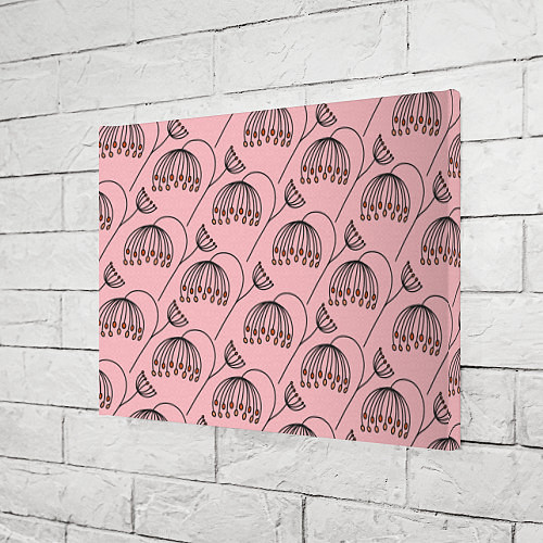 Картина прямоугольная Цветы в стиле бохо на пудрово-розовом фоне / 3D-принт – фото 3