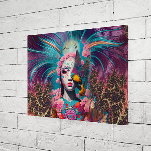 Картина прямоугольная Japanese girl with a bird - irezumi / 3D-принт – фото 3