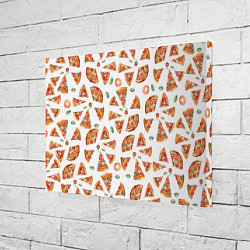 Холст прямоугольный Кусочки пиццы - паттерн на белом, цвет: 3D-принт — фото 2
