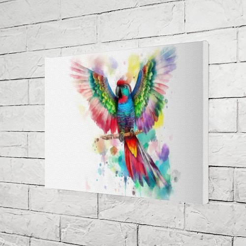 Картина прямоугольная Разноцветный акварельный попугай с расправленными / 3D-принт – фото 3