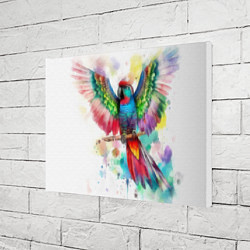 Холст прямоугольный Разноцветный акварельный попугай с расправленными, цвет: 3D-принт — фото 2