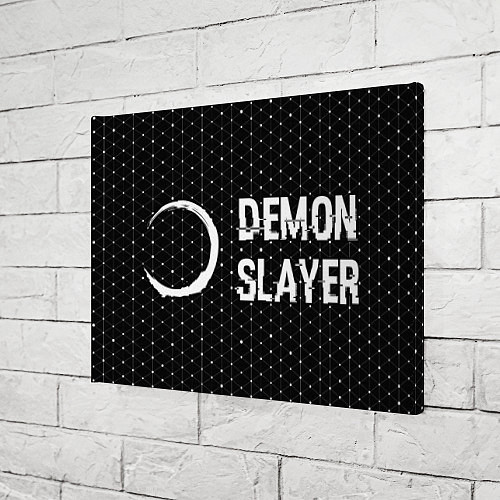 Картина прямоугольная Demon Slayer glitch на темном фоне: надпись и симв / 3D-принт – фото 3