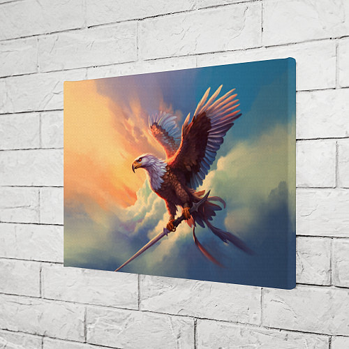 Картина прямоугольная Орел с мечом в облаках на закате / 3D-принт – фото 3